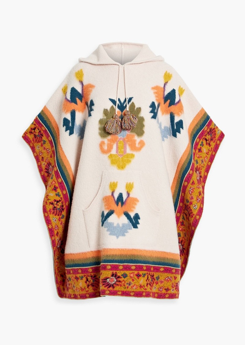 Etro - Printed wool-blend hooded poncho - Orange - IT 40