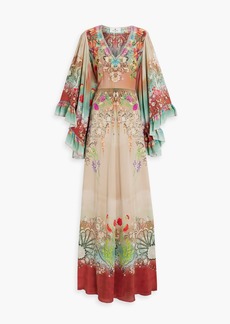 Etro - Ruffled floral-print silk crepe de chine maxi dress - Neutral - IT 48
