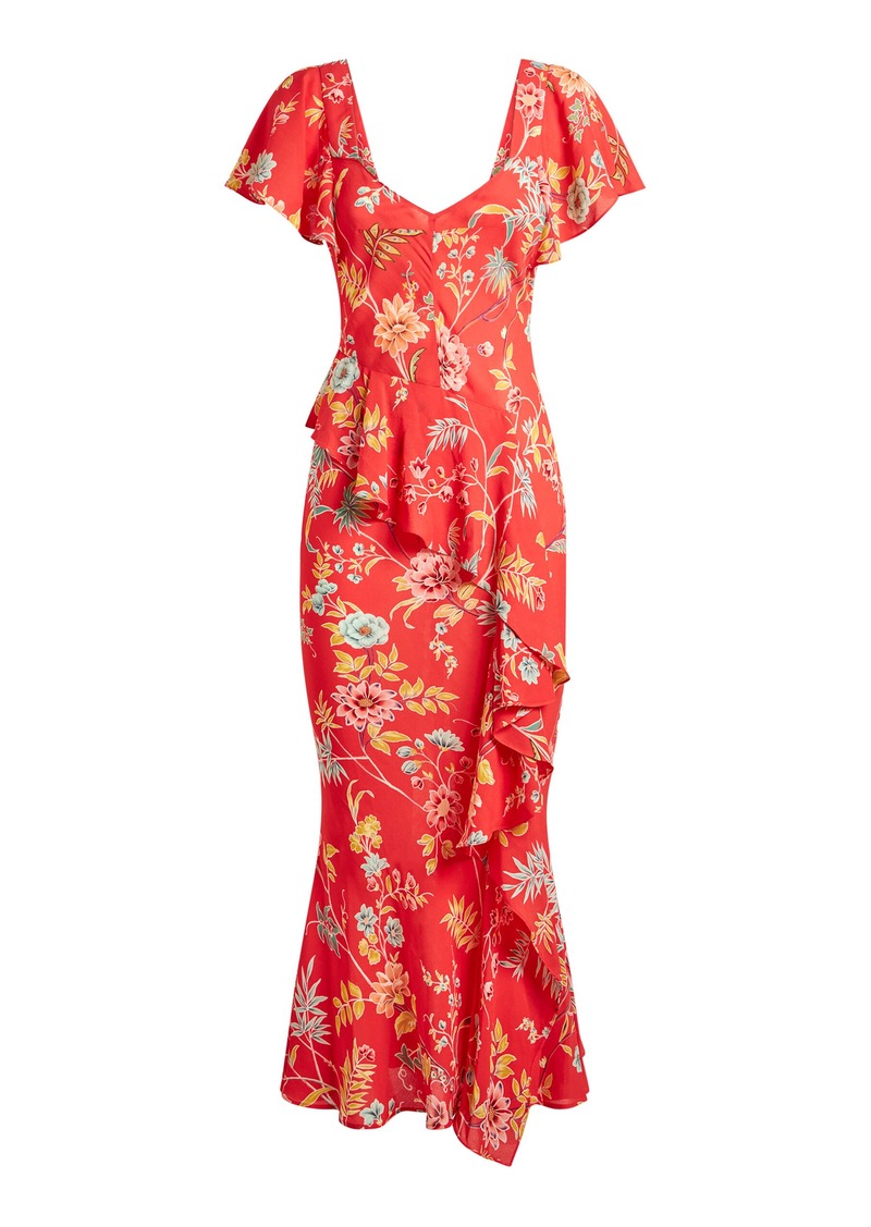 Etro - Ruffled Jersey Midi Dress - Red - IT 40 - Moda Operandi