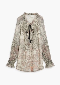 Etro - Ruffled printed silk-chiffon blouse - White - IT 42