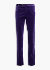 Etro - Slim-fit printed wool-blend velvet pants - Purple - IT 52