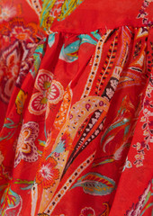 Etro - Starman printed cotton and silk-blend voile wrap skirt - Orange - IT 44