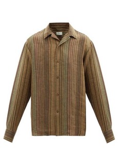 Etro - Striped Linen Shirt - Mens - Brown