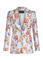 Etro - Tailored Floral-Jacquard Blazer - Blue - IT 36 - Moda Operandi