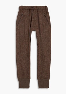 Etro - Tapered cashmere-trimmed herringbone wool drawstring pants - Brown - IT 48