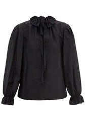 Etro Bale ruffle-collar cotton-blend voile blouse