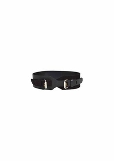 ETRO Black suede leather high belt with double chrome buckle Etro