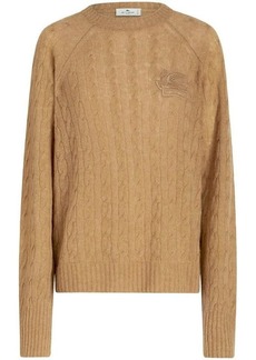 ETRO CABLE KNIT SWEATER WITH EMBROIDERED LOGO