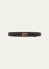 Etro E-Monogram Reversible Leather & Brass Belt