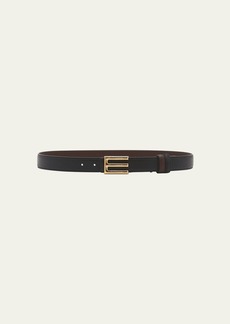 Etro E-Monogram Reversible Leather & Brass Belt