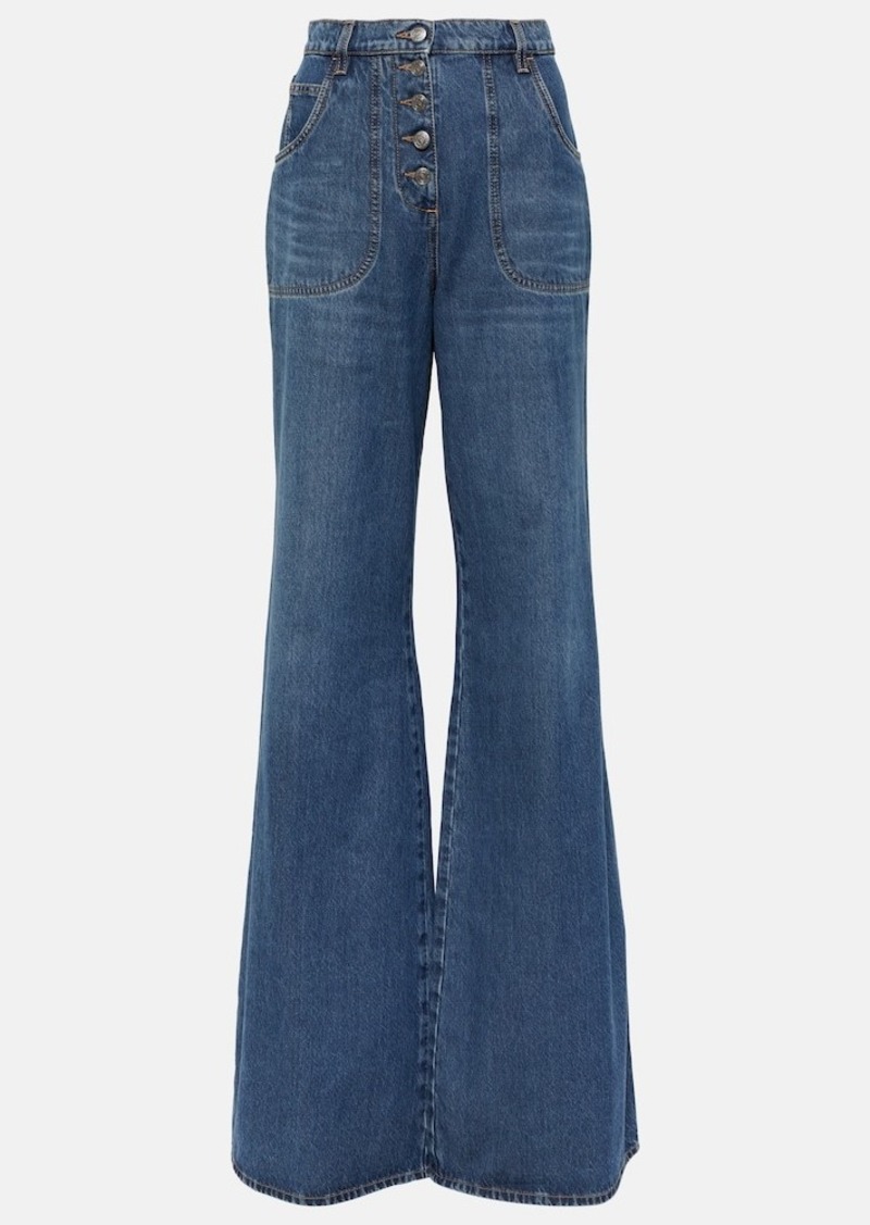 Etro Embroidered flared jeans