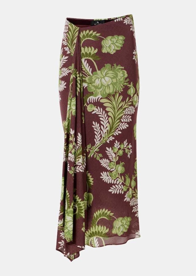 Etro Floral draped midi skirt