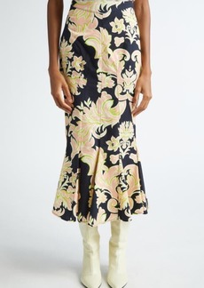 Etro Floral Godet Cotton Midi Skirt