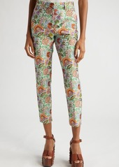 Etro Floral Jacquard Crop Cigarette Trousers