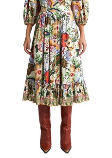 Etro Floral Print Cotton Midi Skirt