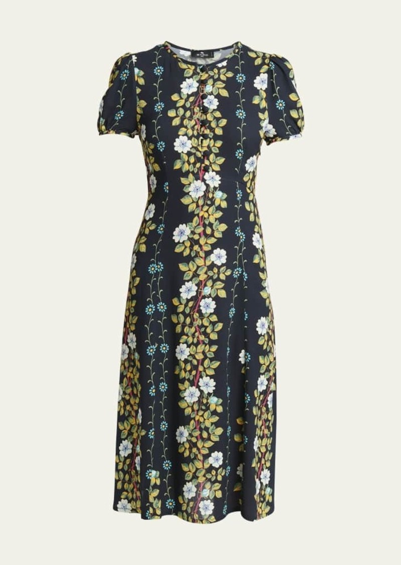 Etro Floral-Print Midi Dress