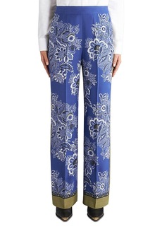 Etro Floral Print Wide Leg Silk Pants