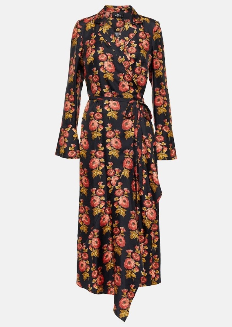 Etro Floral silk twill midi wrap dress