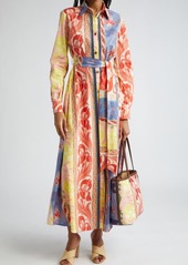 Etro Long Sleeve Belted Maxi Shirtdress