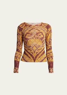 Etro Long-Sleeve Printed Cotton Top