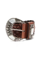 Etro Mother-of-pearl inlay braided-leather belt