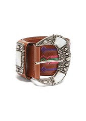 Etro Mother-of-pearl inlay embroidered-leather belt