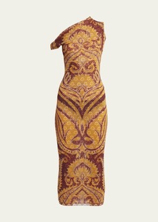 Etro ONE SHOULDER FITTED MIDI DRE