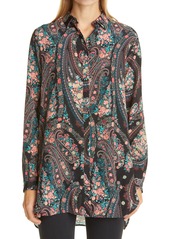 Etro Paisley Floral High/Low Silk Shirt
