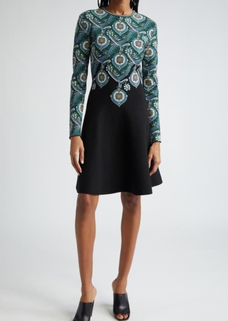 Etro Paisley Jacquard Long Sleeve Sweater Dress