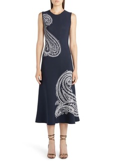 Etro Paisley Jacquard Sleeveless Midi Dress