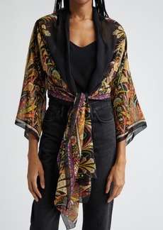 Etro Paisley Print Silk Chiffon Wrap Jacket