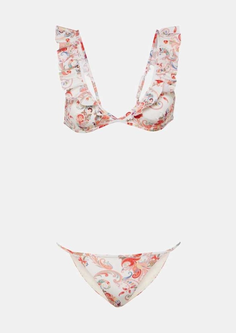 Etro Paisley ruffled bikini