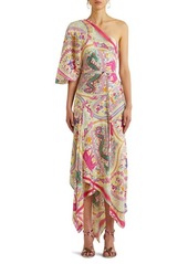 Etro Patmos Print One-Shoulder Asymmetrical Dress
