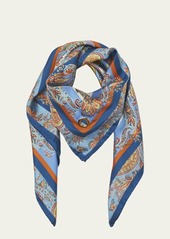 Etro Patterned Two-Tone Silk Scarf With Grommet
