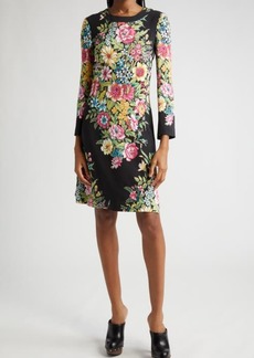Etro Placed Floral Print Stretch Crepe Dress