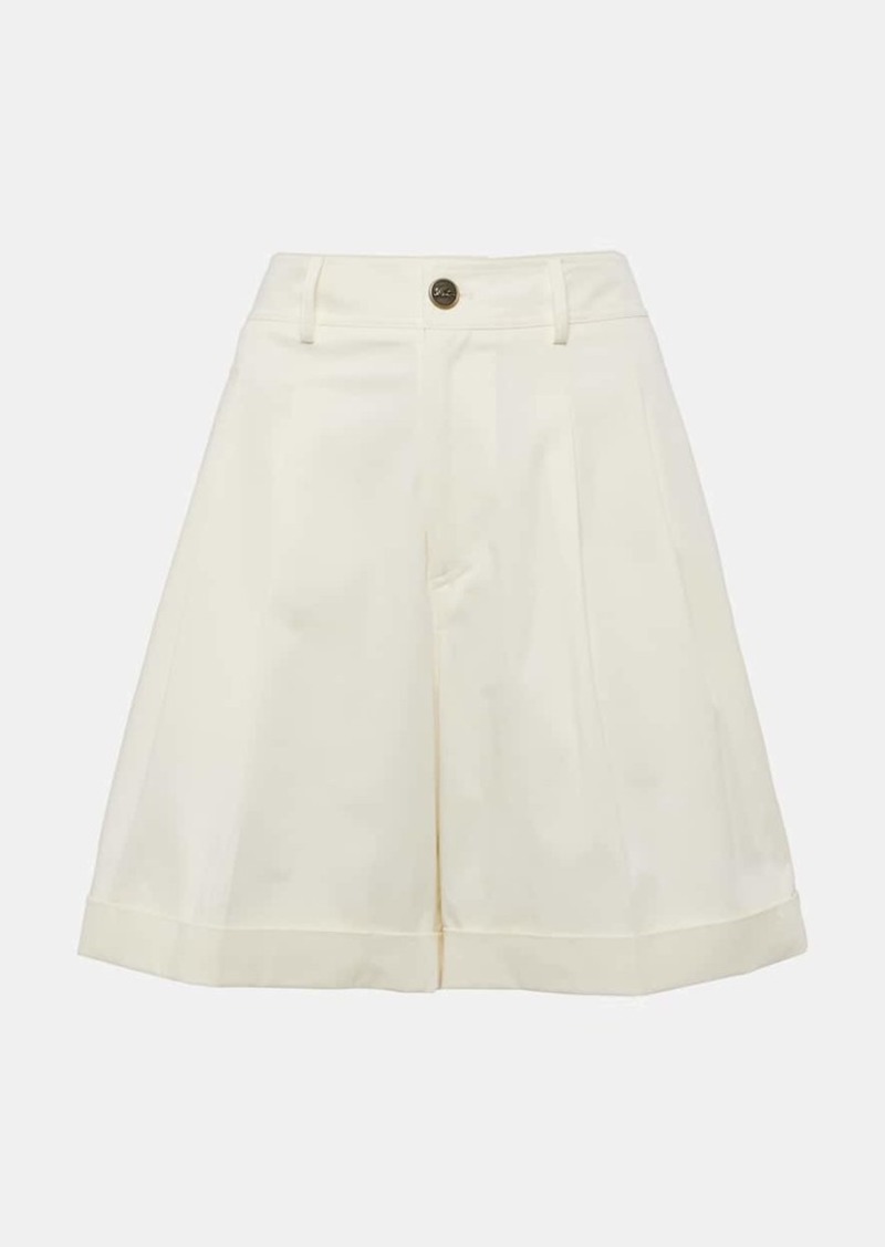 Etro Pleated cotton-blend gabardine shorts