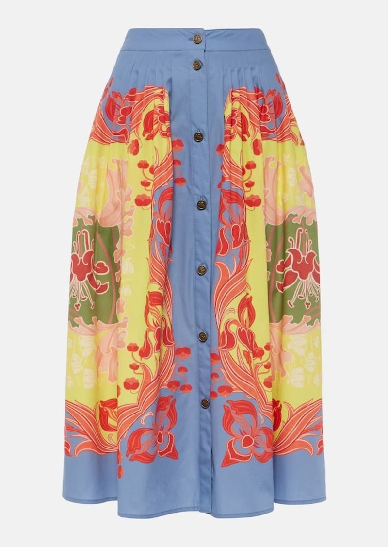 Etro Printed cotton poplin midi skirt