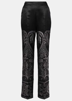 Etro Printed silk-blend wide-leg pants