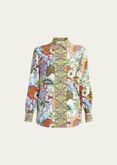 Etro Tree of Life Long-Sleeve Floral Silk Shirt