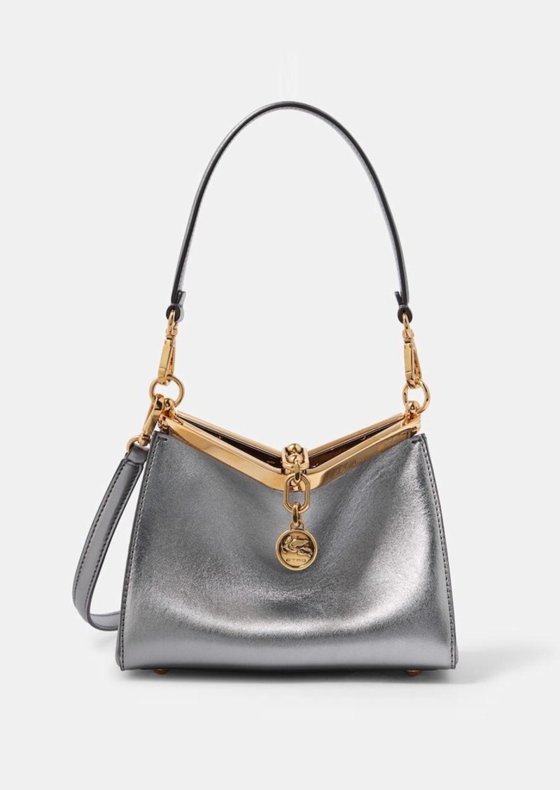 Etro Vela Small metallic leather shoulder bag