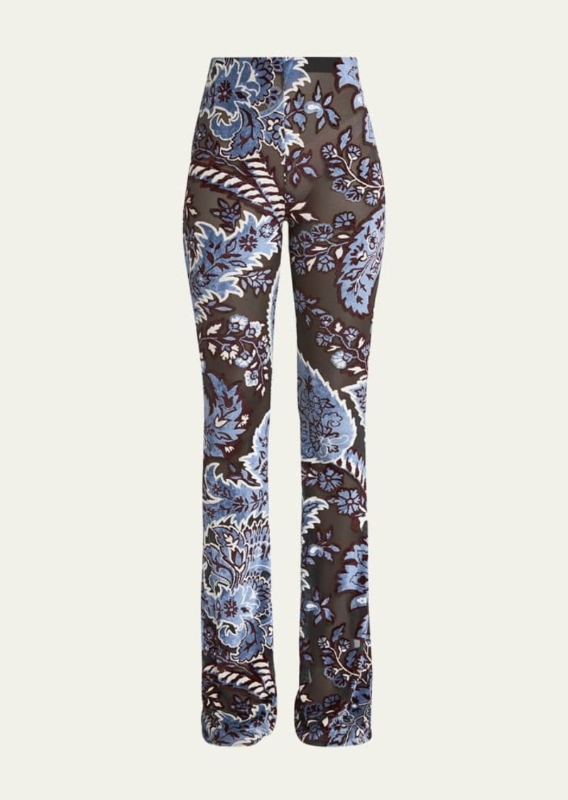 Etro Velvet Printed Sheer Trousers