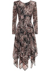 Etro Woman Asymmetric Open-back Glittered Printed Silk-chiffon Dress Black