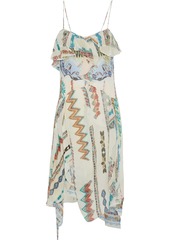 Etro Woman Asymmetric Ruffled Printed Silk-gauze Dress Ivory