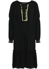 Etro Woman Bead-embellished Embroidered Silk Crepe De Chine Dress Black