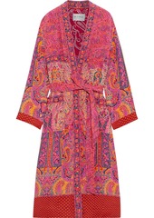 Etro Woman Belted Printed Silk-crepe Kimono Multicolor