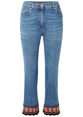 Etro Woman Embellished High-rise Kick-flare Jeans Mid Denim