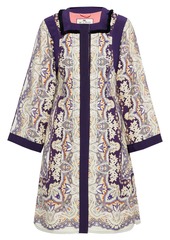 Etro Woman Fringe-trimmed Printed Cotton Silk And Linen-blend Coat Purple