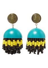Etro Woman Gold-tone Enamel Resin And Bead Clip Earrings Turquoise