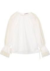 Etro Woman Lace-trimmed Cotton-gauze Blouse White