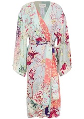 Etro Woman Patchwork-effect Floral-print Jacquard Kimono Sky Blue